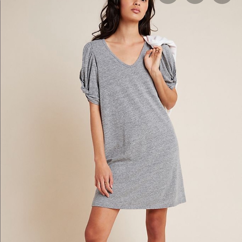 NWT Anthropologie Grey Puff Sleeved Dress Size S